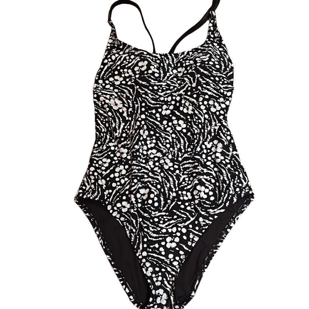 NWOT Hurley Black White Print One-Piece Swimsuit -โSizeโMed